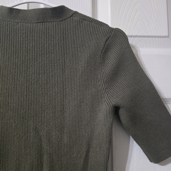 Marine Layer Bella Button Front Ribbed Olive Green Fitted Sweater Dress, Size XS - Picture 11 of 12